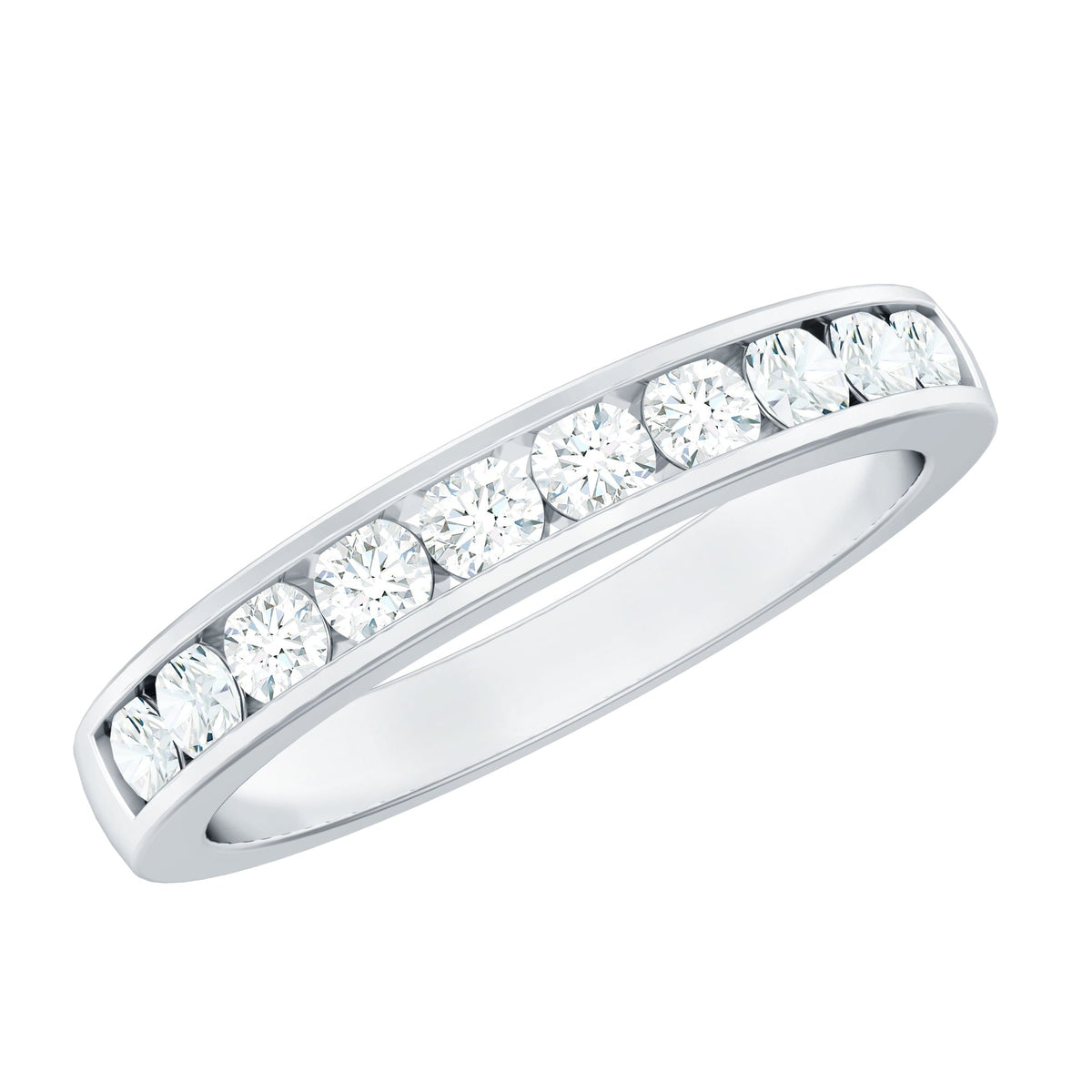 Channel Set Moissanite Half Eternity Band Ring