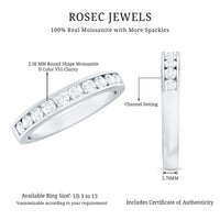 Channel Set Moissanite Half Eternity Band Ring
