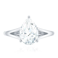 Pear Shaped Moissanite Split Shank Engagement Ring