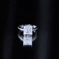 Solitaire Moissanite Princess Cut Engagement Ring with Side Stones
