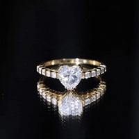 Certified 2 Carat Moissanite Heart Engagement Ring with Side Stones