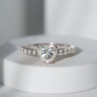Certified 2 Carat Moissanite Heart Engagement Ring with Side Stones