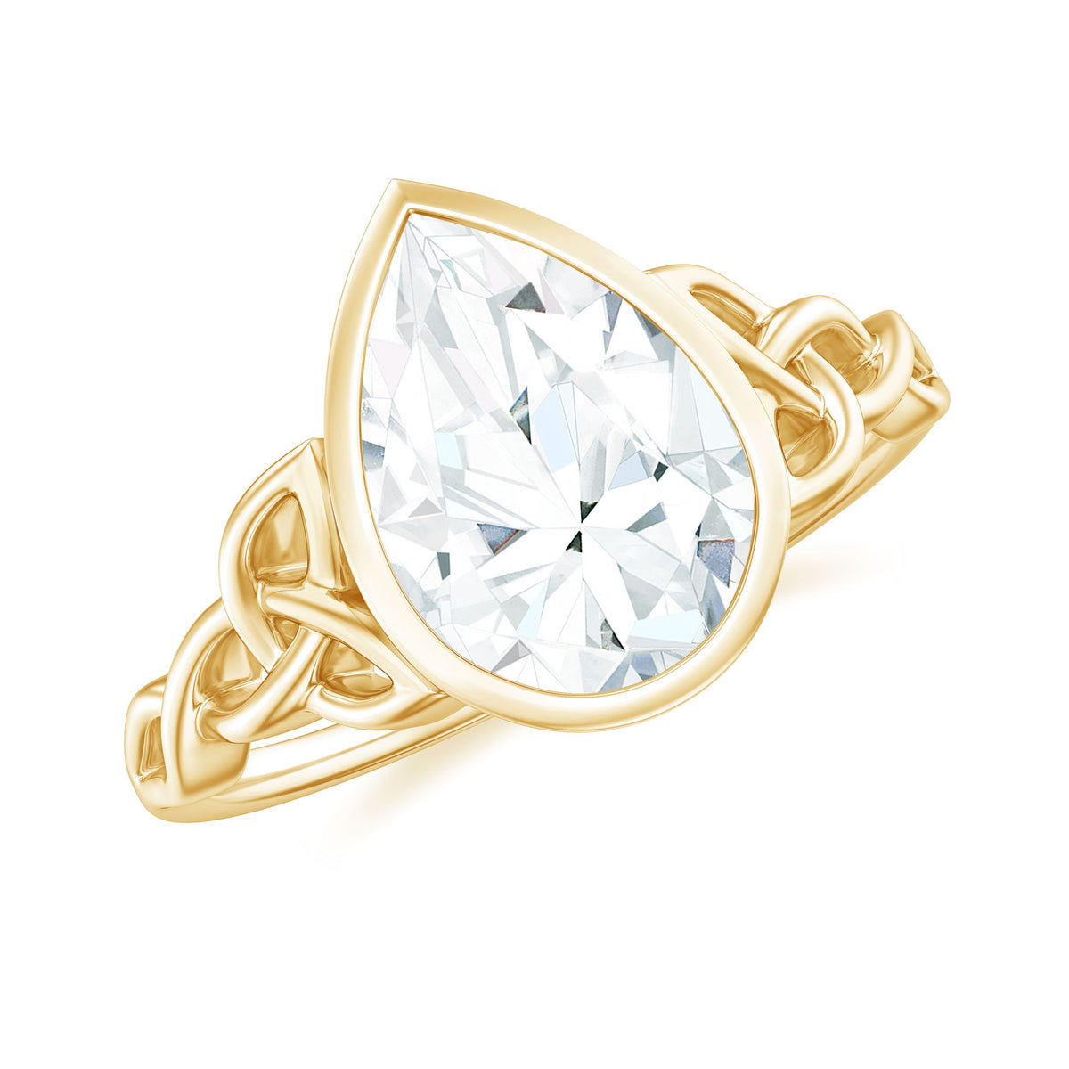 2.2 Carat Pear Shape Moissanite Celtic Knot Engagement Ring