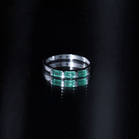 Elegant Baguette Cut Emerald 3 Stone Ring by Rosec Jewels featuring real emeralds and a certificate of authenticity.