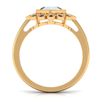 1.25 CT Bezel Set Moonstone Vintage Inspired Engagement Ring with Blue Sapphire