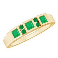 Natural emerald princess cut band ring by Rosec Jewels, showcasing a lush green emerald gemstone set in a sleek ring design.