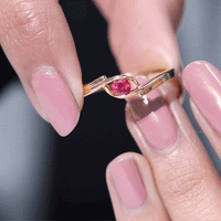 Natural red ruby promise ring with bypass shank by Rosec Jewels, featuring a vibrant red ruby gemstone and elegant gold band.