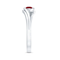 Natural red ruby promise ring with bypass shank from Rosec Jewels, featuring a vibrant ruby gemstone and elegant design.