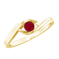 Natural red ruby promise ring with bypass shank from Rosec Jewels, showcasing a vibrant ruby gemstone and elegant silver band.