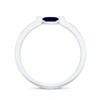 East West Style Oval Blue Sapphire Solitaire Ring with Diamond