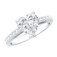2 CT Moissanite Heart Engagement Ring With Side Stones