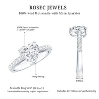 2 CT Moissanite Heart Engagement Ring With Side Stones