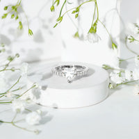 2 CT Moissanite Heart Engagement Ring With Side Stones