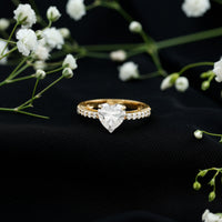 2 CT Moissanite Heart Engagement Ring With Side Stones