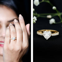 2 CT Moissanite Heart Engagement Ring With Side Stones