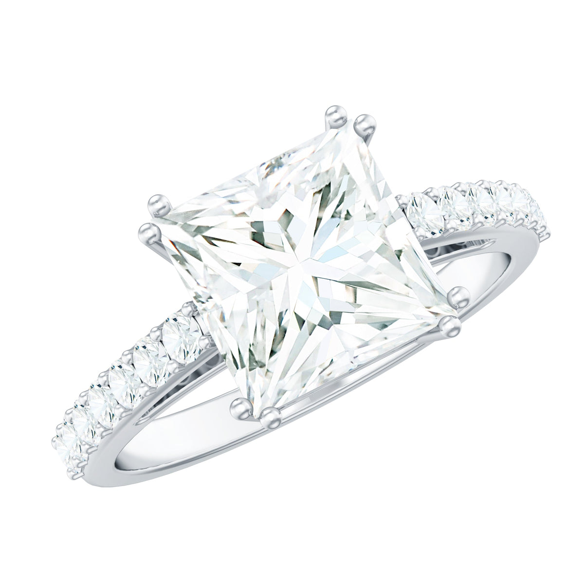 3 Carat Moissanite Princess Cut Engagement Ring With Double Prongs