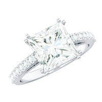 3 Carat Moissanite Princess Cut Engagement Ring With Double Prongs