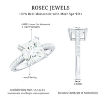 3 Carat Moissanite Princess Cut Engagement Ring With Double Prongs