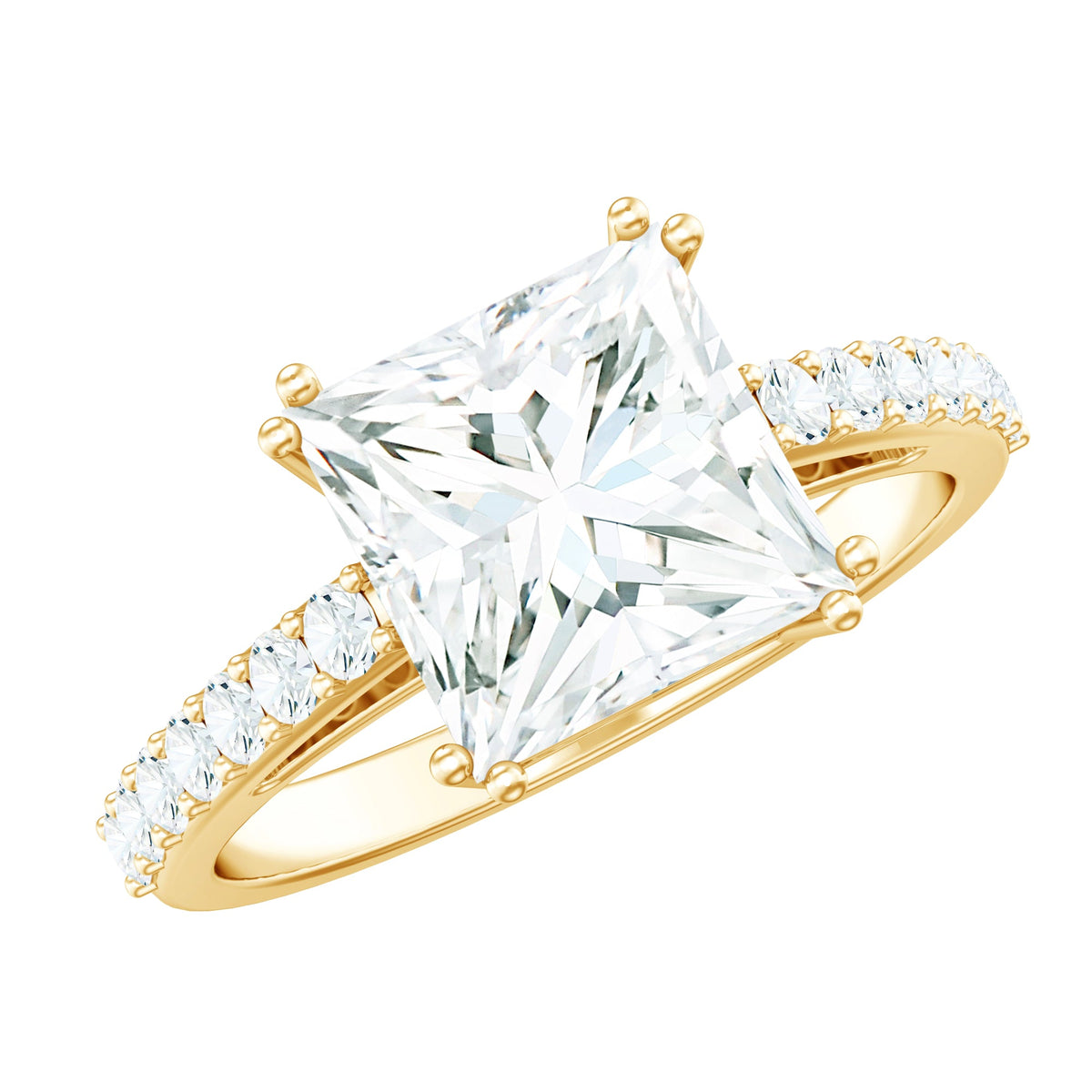 3 Carat Moissanite Princess Cut Engagement Ring With Double Prongs