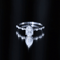 Brilliant Cut Moissanite Pear Shape Engagement Ring with Hidden Halo