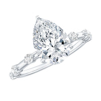 Brilliant Cut Moissanite Pear Shape Engagement Ring with Hidden Halo