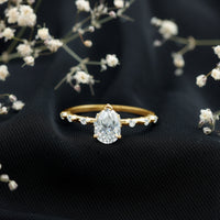 Brilliant Cut Moissanite Pear Shape Engagement Ring with Hidden Halo