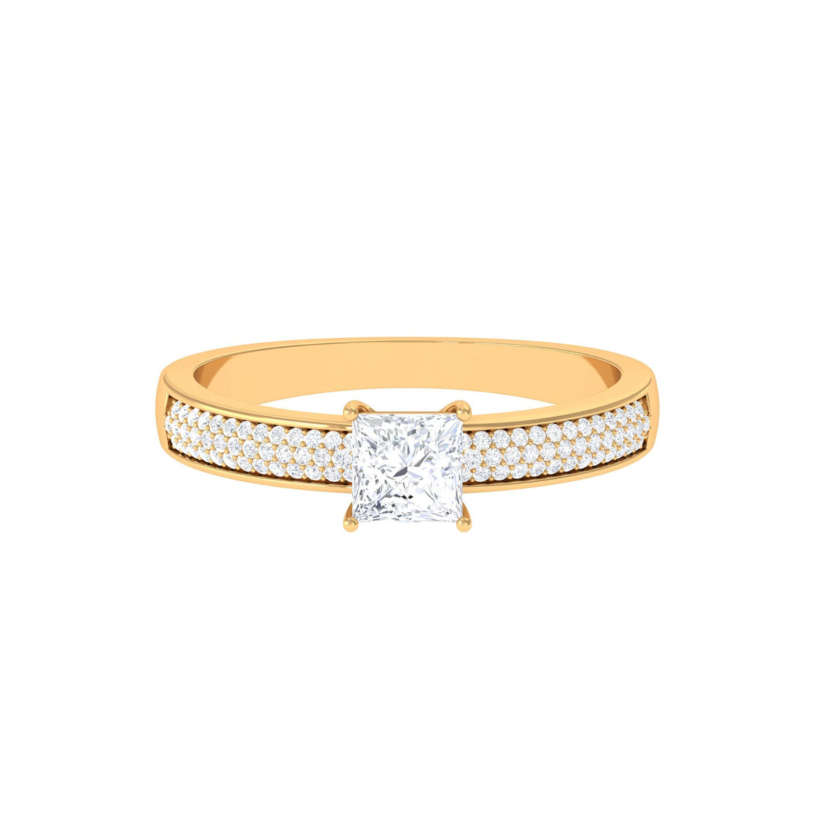 Princess Cut Cubic Zirconia Engagement Ring with Side Stones