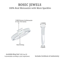 Princess Cut Moissanite Solitaire Engagement Ring in Bezel Setting
