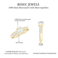 Princess Cut Moissanite Solitaire Engagement Ring in Bezel Setting