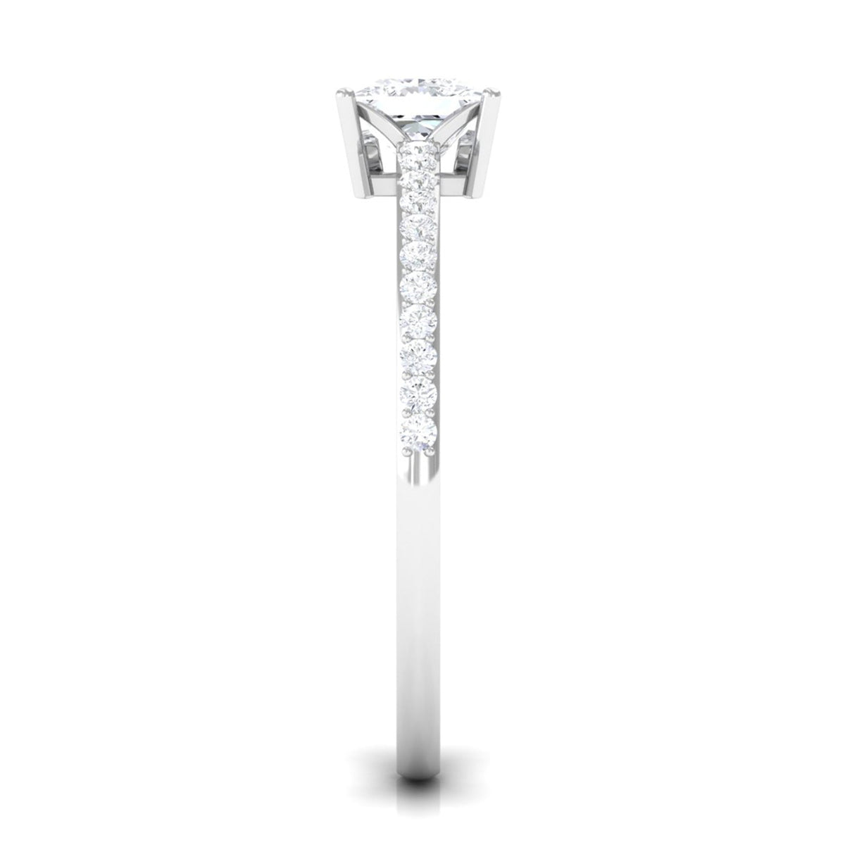 Rosec Jewels 3/4 CT princess cut zircon solitaire ring with side stones and a hidden surprise, elegant jewelry for special occasions