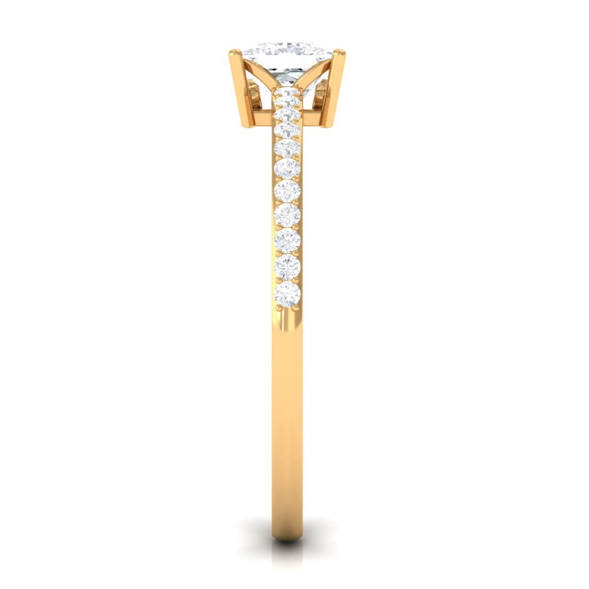 Rosec Jewels 3/4 CT princess cut zircon solitaire ring with side stones, showcasing a sparkling center stone and elegant band design.