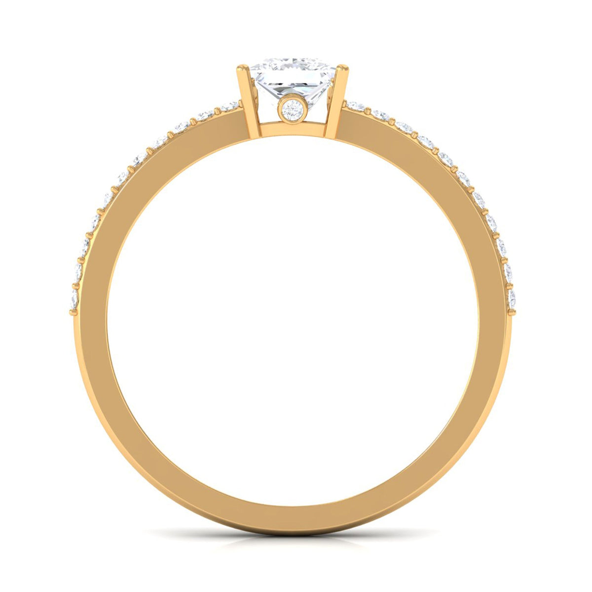 Rosec Jewels 3/4 CT princess cut zircon solitaire ring with side stones and a surprise feature, elegant jewelry for special occasions