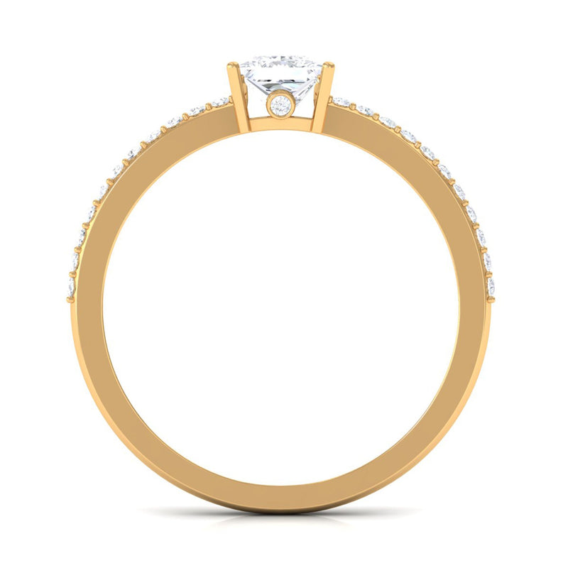 Rosec Jewels 3/4 CT princess cut zircon solitaire ring with side stones and a surprise feature, elegant jewelry for special occasions