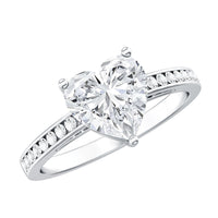 Moissanite 2 Carat Heart Engagement Ring with Side Stones