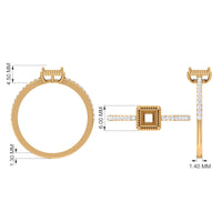 Rosec Jewels 3/4 CT princess cut zircon solitaire ring with side stones, showcasing a sparkling central stone and elegant band.