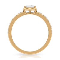 Rosec Jewels 3/4 CT princess cut zircon solitaire ring with side stones, showcasing a sparkling band with detailed side gemstone accents.