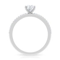 Rosec Jewels 3/4 CT princess cut cubic zirconia solitaire ring with side stones, showcasing a sparkling gemstone design.