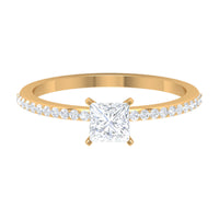 Rosec Jewels 3/4 CT princess cut cubic zirconia solitaire ring with side stones, showcasing a sparkling center gemstone and elegant band.