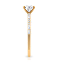 Rosec Jewels 3/4 CT princess cut cubic zirconia solitaire ring with side stones, showcasing a shiny, elegant ring design.