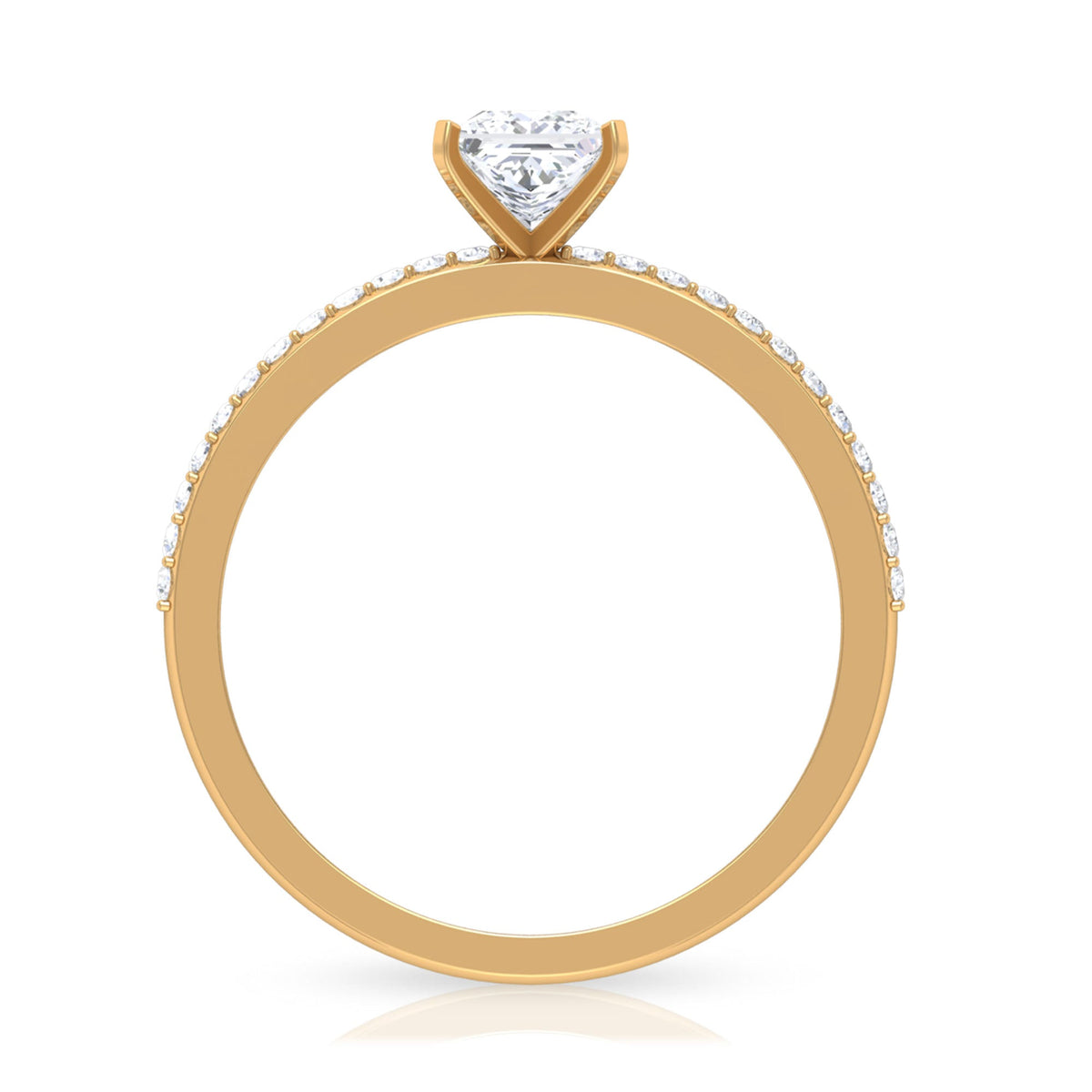 Rosec Jewels 3/4 CT princess cut cubic zirconia solitaire ring with side stones, showcasing sparkling center stone and elegant band.