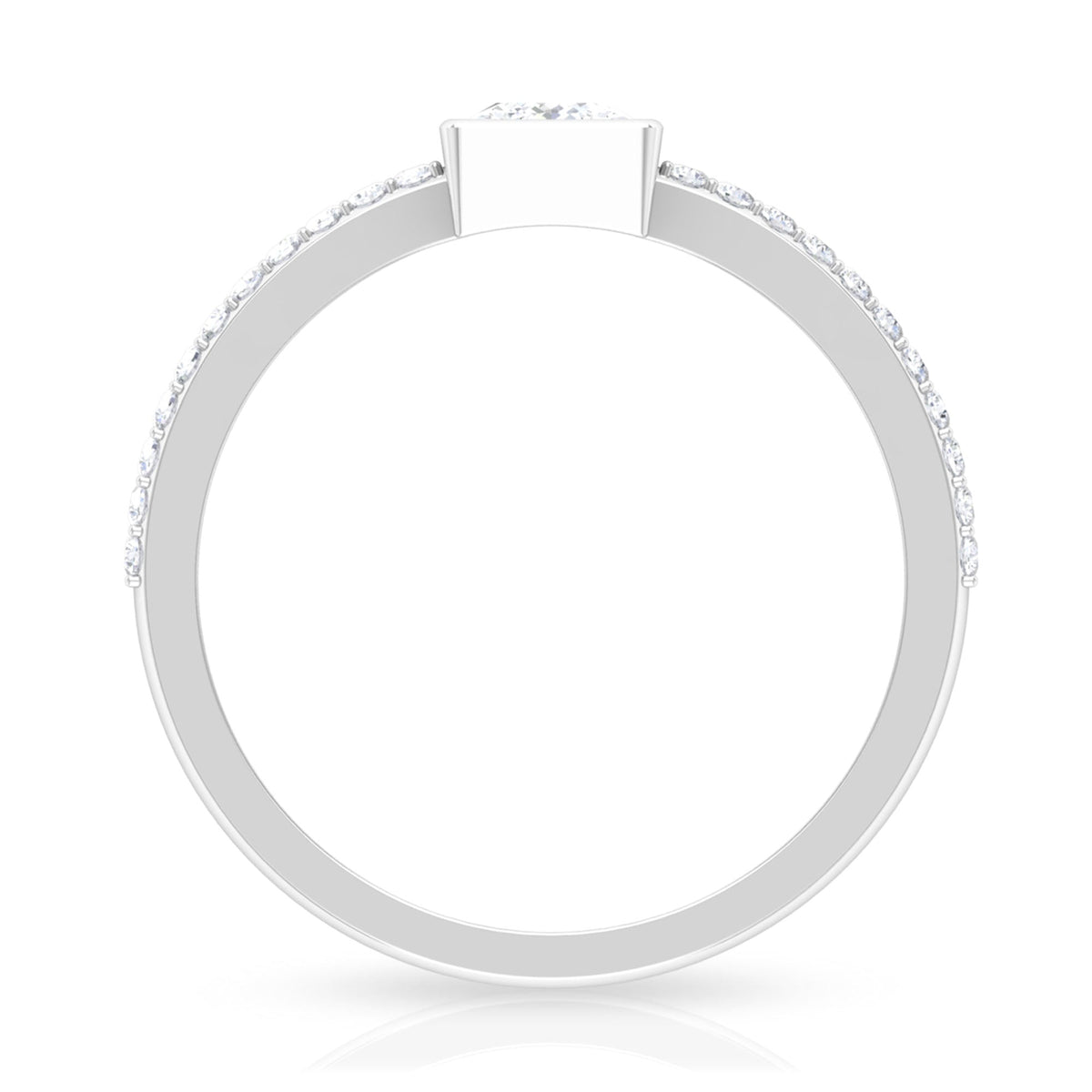Rosec Jewels 3/4 CT bezel set cubic zirconia solitaire ring with side stones, showcasing a sparkling elegant jewelry design.