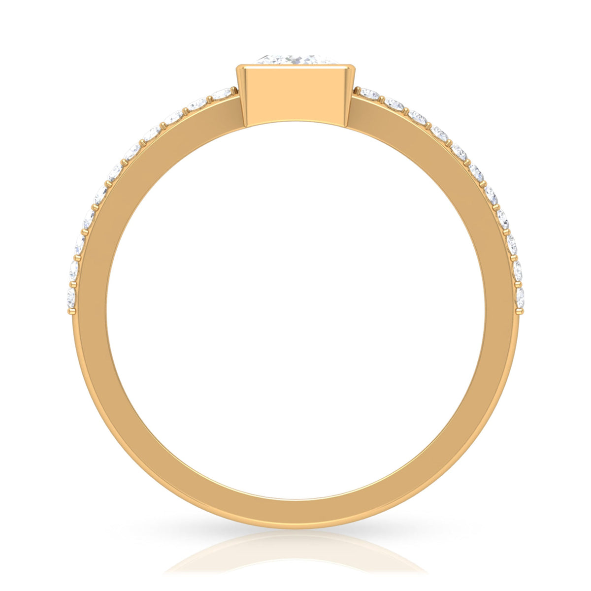 Rosec Jewels cubic zirconia solitaire ring with 3/4 ct bezel setting and side stones, showcasing elegant jewelry design.