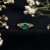 Lotus Basket Set Lab Grown Emerald Knot Engagement Ring