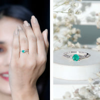 Solitaire Round Emerald Promise Ring with Celtic Band