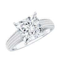 Princess Cut Moissanite Engagement Ring With Certificate