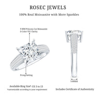 Princess Cut Moissanite Engagement Ring With Certificate