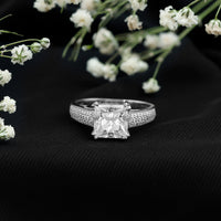 Princess Cut Moissanite Engagement Ring With Certificate