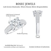 3 Carat Princess Cut Moissanite Side Stone Engagement Ring