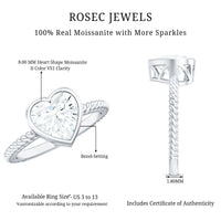 Bezel Set Moissanite Heart Engagement Ring with Twisted Rope Band