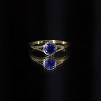 Certified 0.6 Carat Lab Grown Blue Sapphire Promise Ring with Split Shank